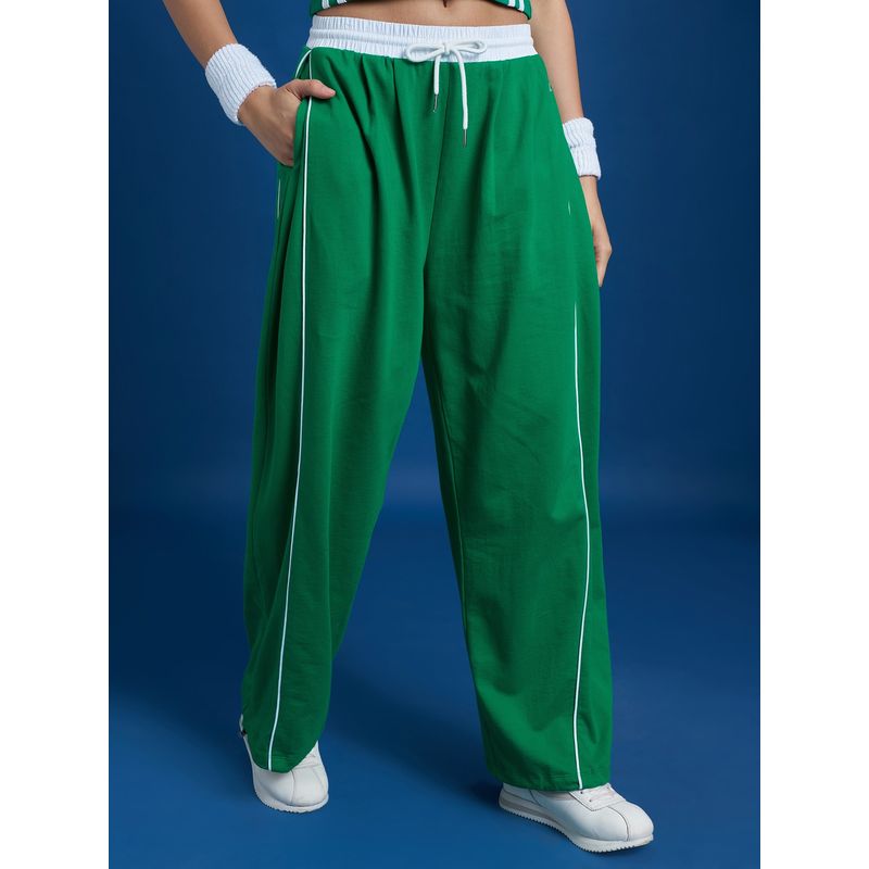 TOKYO TALKIES Women Green Wide Leg Track pant (32)