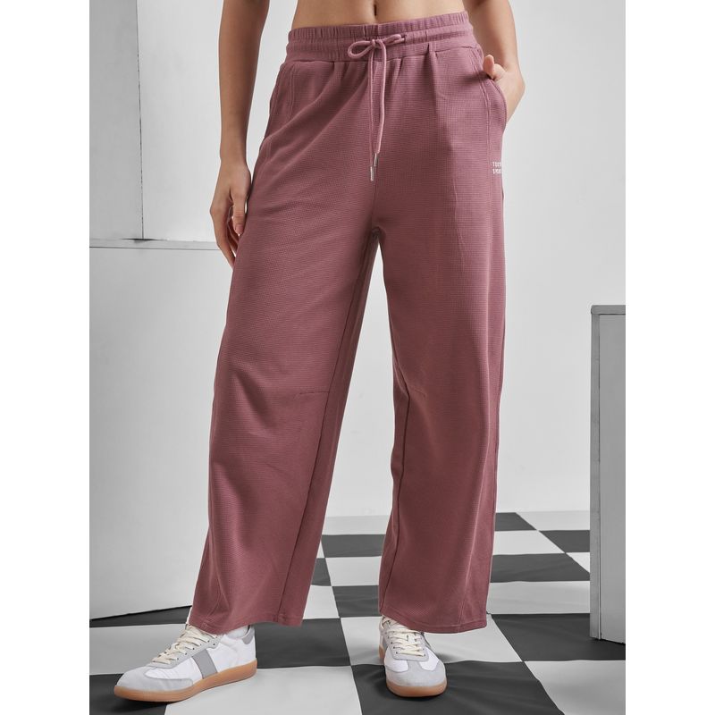 TOKYO TALKIES Women Mauve Solid Elasticated Waist Poly Cotton Track pant (32)