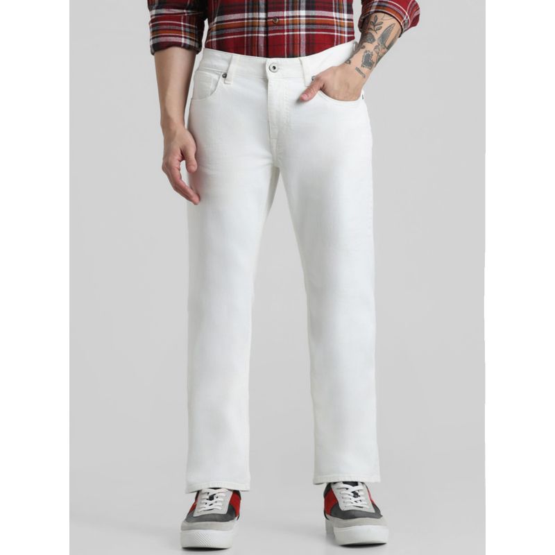 Jack & Jones White Clark Regular Fit Mid Rise Stretch Jeans (29)