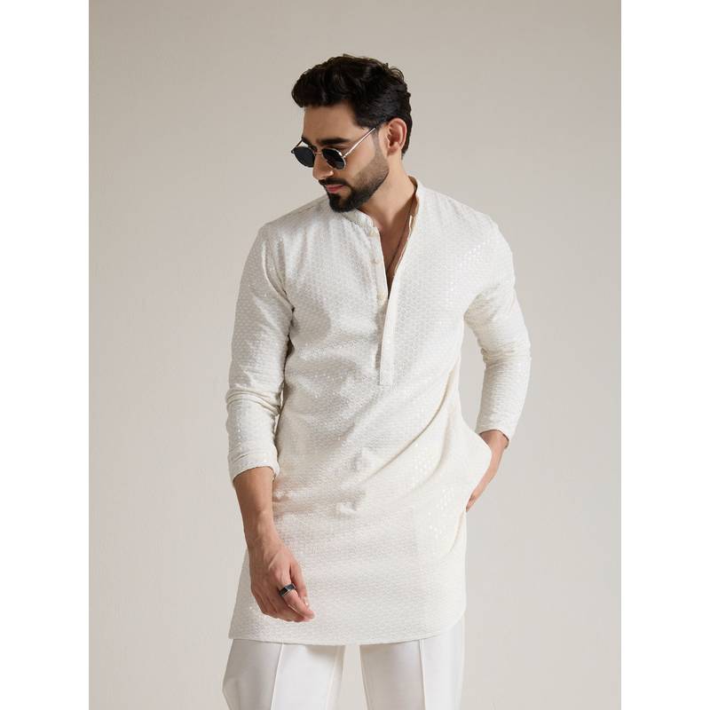 KISAH Mens Blended White Kurta (42) - Image 1