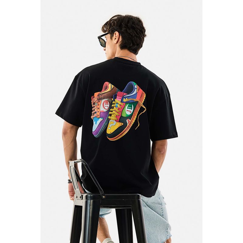 Snitch Black Graphic Oversized Fit T-Shirt (L)
