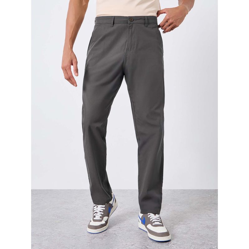 Styli Men Grey Tapered Fit Tailored Trouser (30)