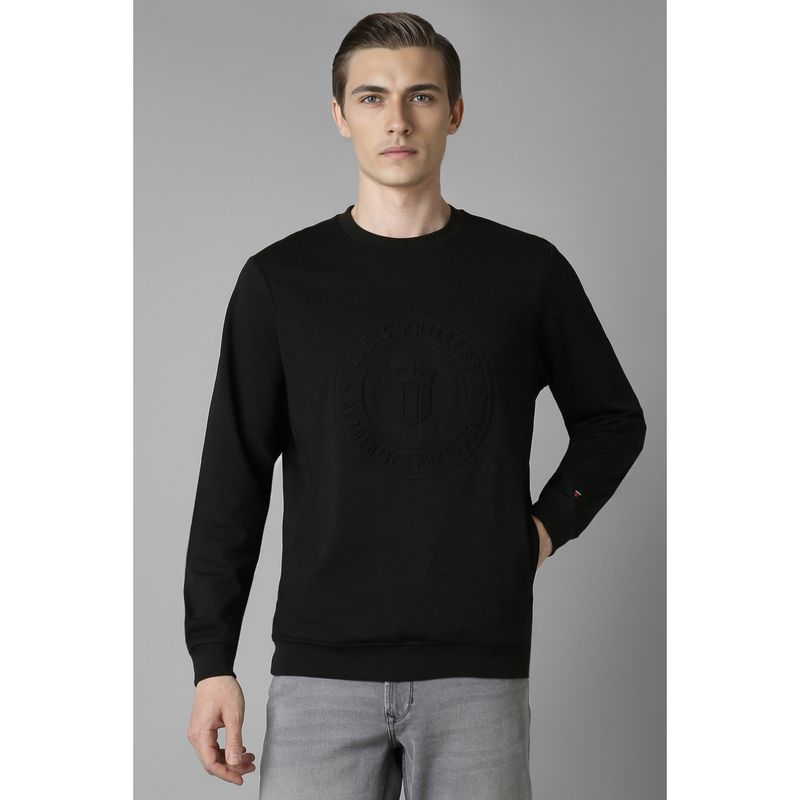 Louis Philippe Men Casual Black Graphic Print Sweatshirt (2XL)