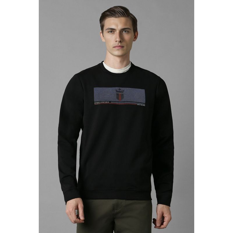 Louis Philippe Men Casual Black Graphic Print Sweatshirt (XL)