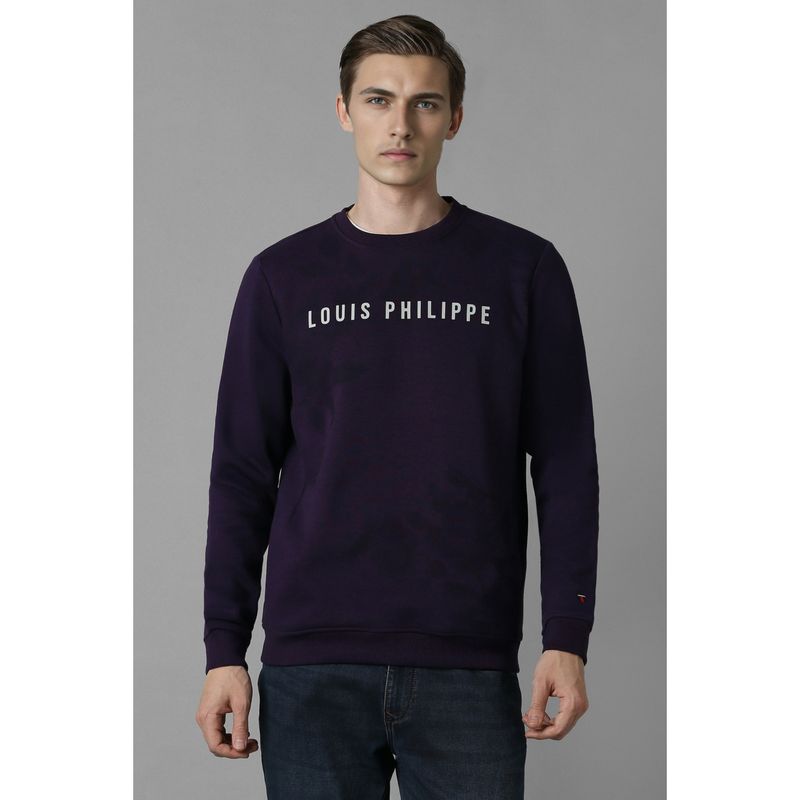 Louis Philippe Men Casual Purple Sweatshirt (S)