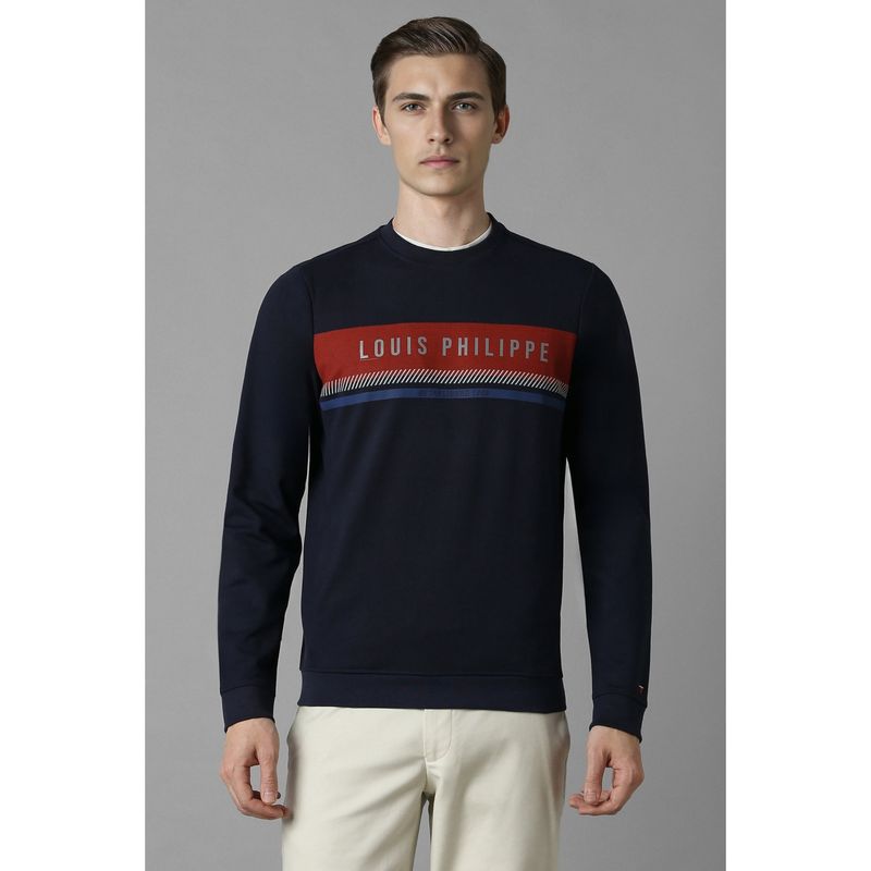 Louis Philippe Men Casual Navy Blue Sweatshirt (M)