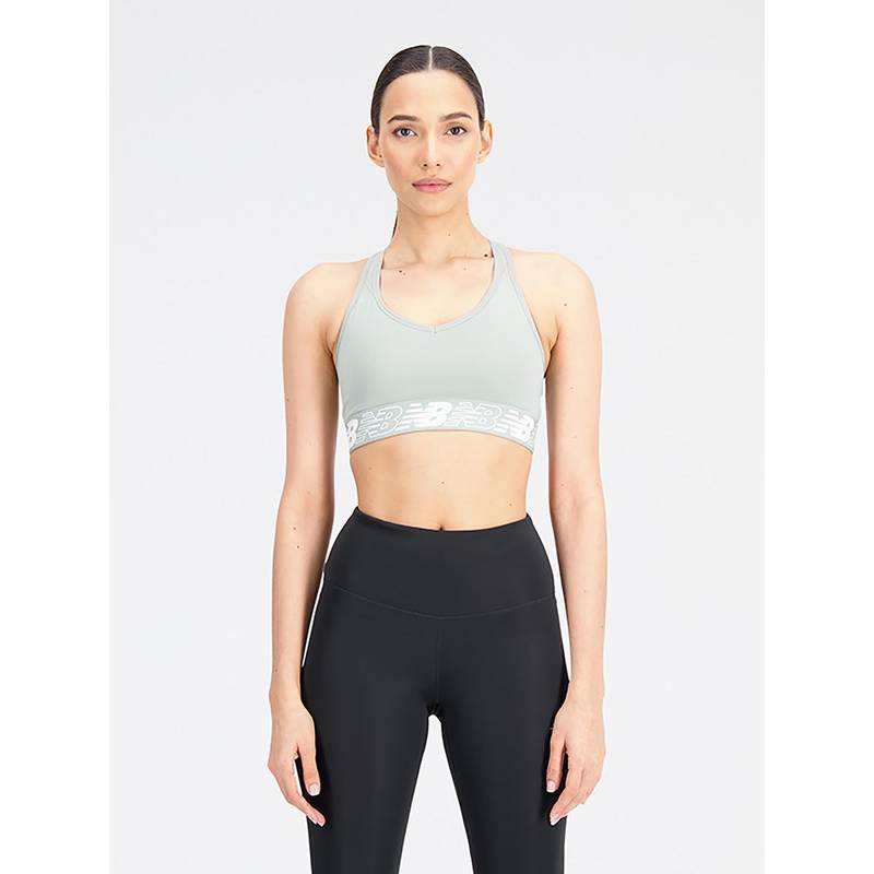 New Balance Green Solid/Plain Regular Sports Bra (S)