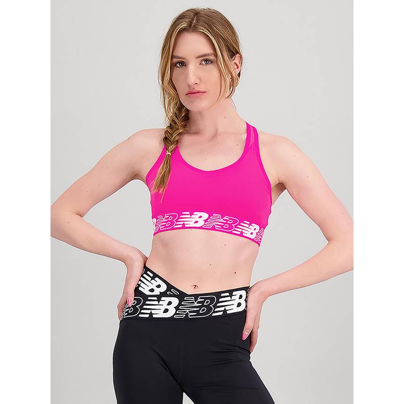 New Balance Pink Solid/Plain Regular Sports Bra (L)