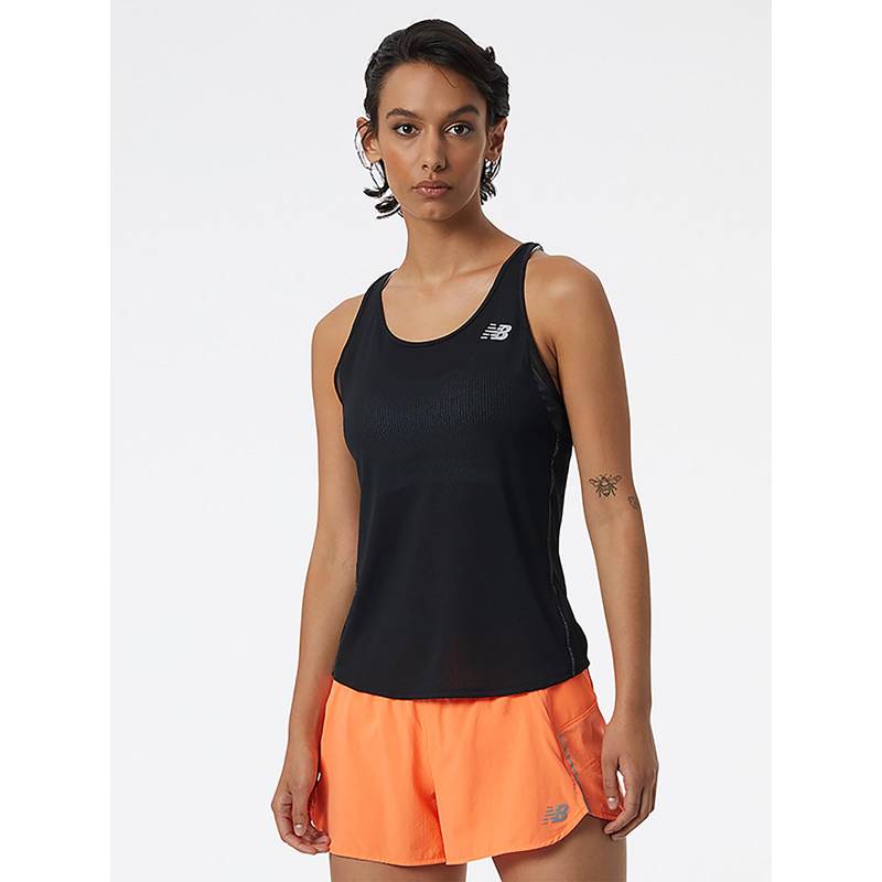 New Balance Black Solid/Plain Regular Tank Top (M)