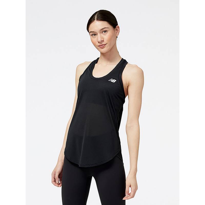 New Balance Black Solid/Plain Regular Tank Top (L)