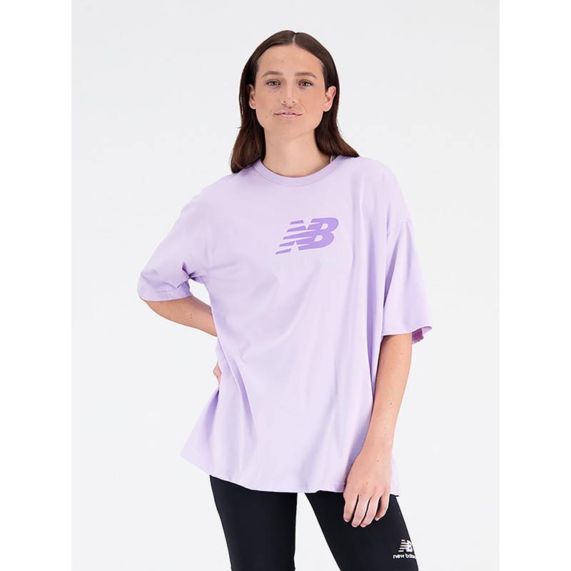New Balance Purple Solid/Plain Round Neck T-Shirt (XL)