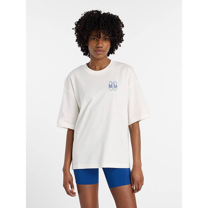 New Balance White Printed Round Neck T-Shirt (L)