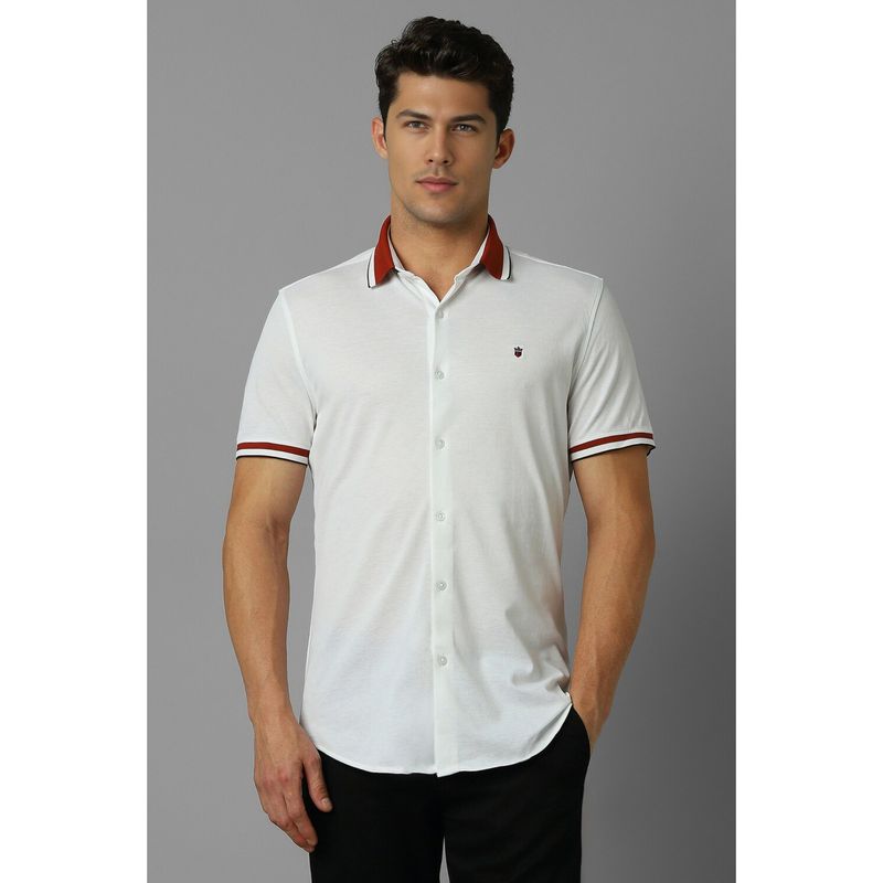 Louis Philippe Men White Smart Fit Solid Half Sleeves Casual Shirt (40)