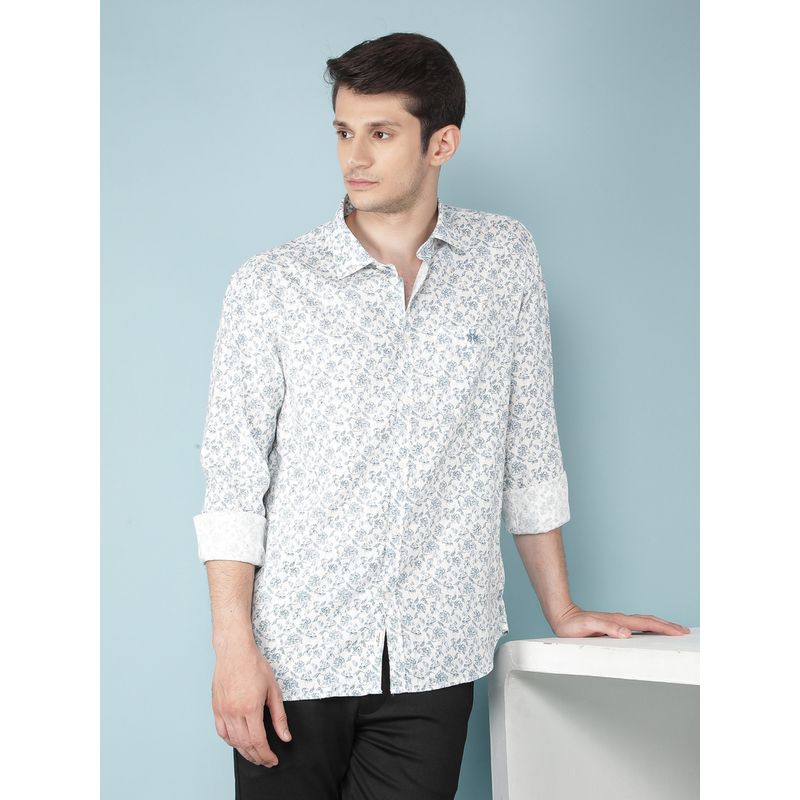 CRIMSOUNE CLUB Mens Blue Floral Print Shirt (M)