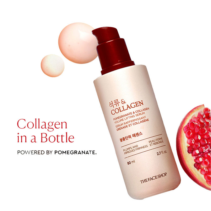 The Face Shop Pomegranate & 10% Collagen Serum - Best Anti Aging Korean Serum with Hyaluronic Acid