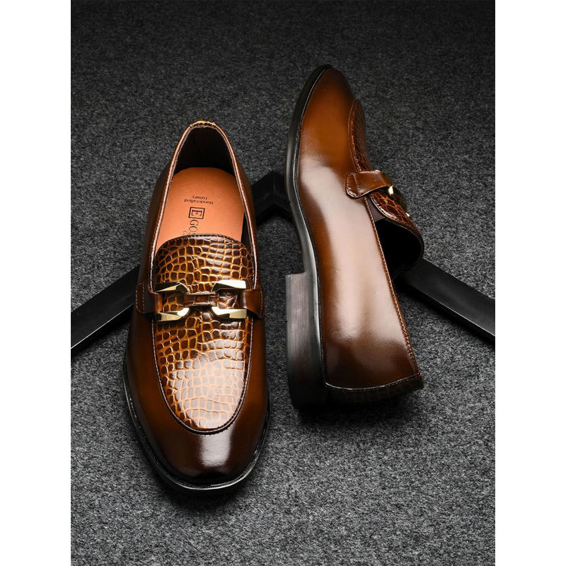 EGOSS Platinum Genuine Leather Tan Formal Loafers (UK 9)