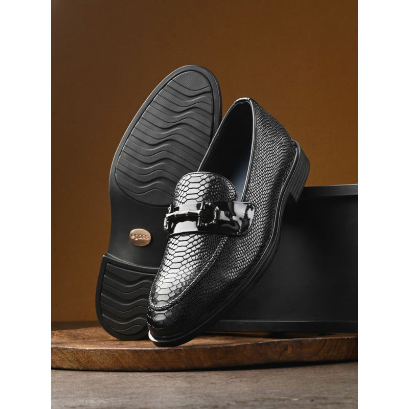 EGOSS Platinum Genuine Leather Black Formal Loafers (UK 10)