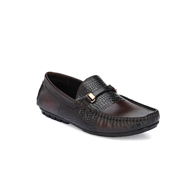 EGOSS Luxe Genuine Leather Dark Brown Casual Loafers (UK 11)