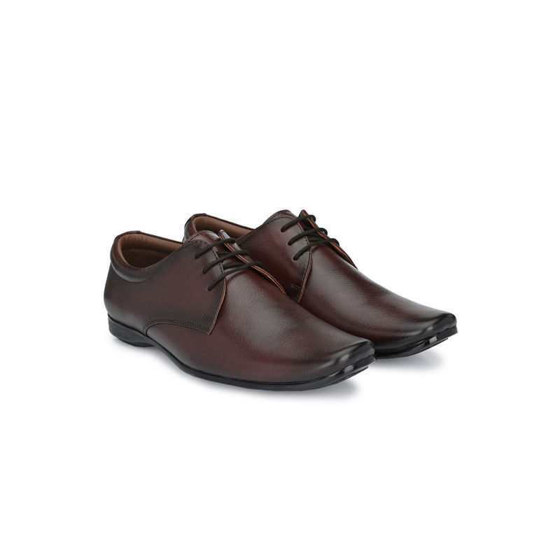 EGOSS Comforts Genuine Leather Brown Formal Derbies (UK 10)