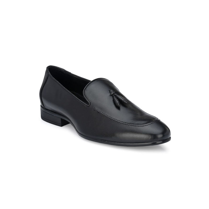 EGOSS Luxe Genuine Leather Black Formal Tassel Mocassins (UK 6)