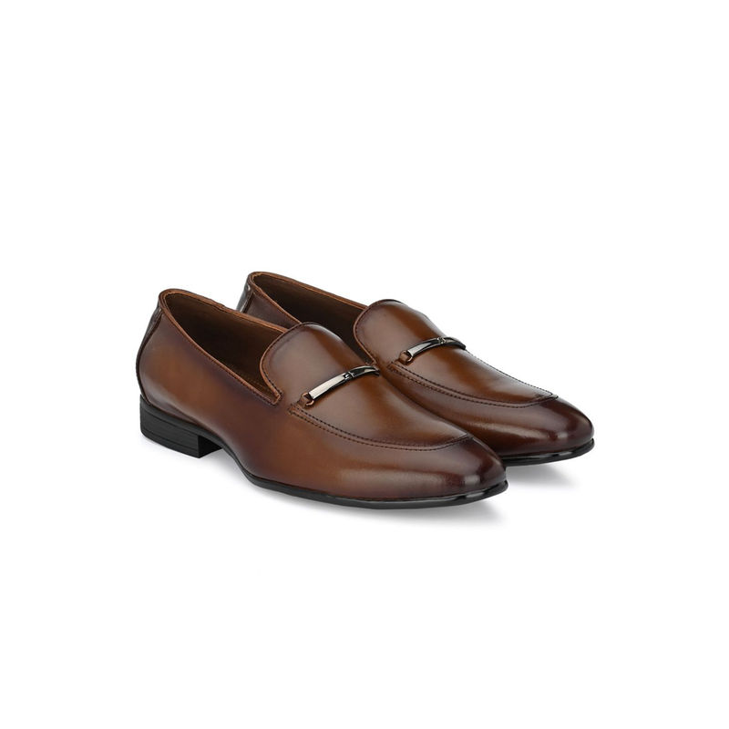 EGOSS Luxe Genuine Leather Tan Formal Slip On Loafers (UK 9)