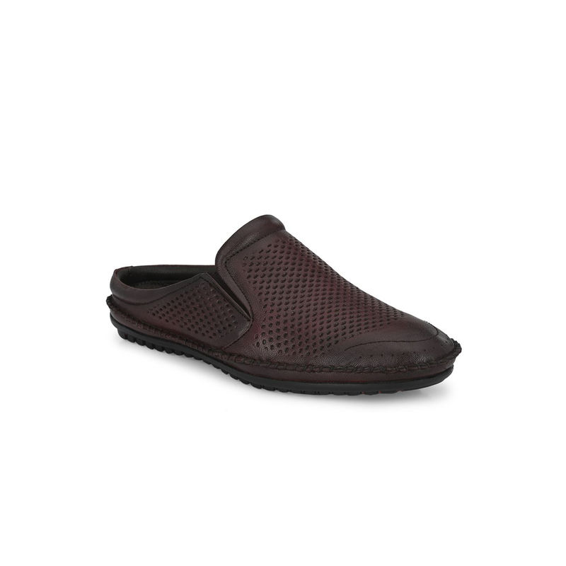 EGOSS Comforts Genuine Leather Maroon Casual Mules (UK 11)