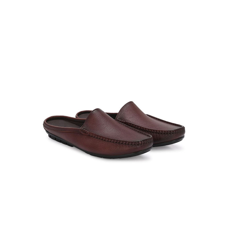 EGOSS Comforts Genuine Leather Maroon Casual Mules (UK 6)