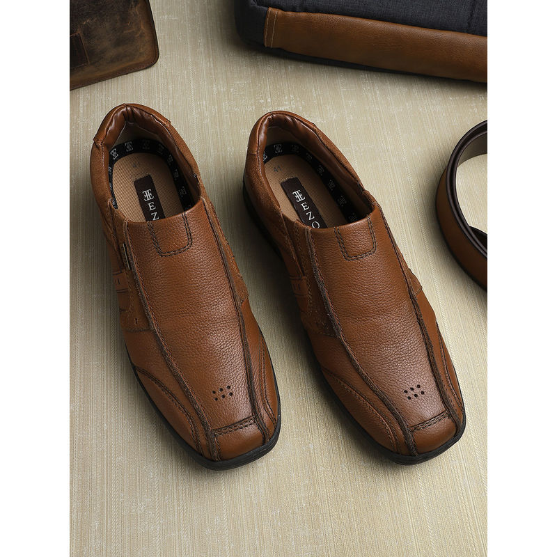 EZOK Tan Leather Slip-On Casual Shoes (EURO 40)