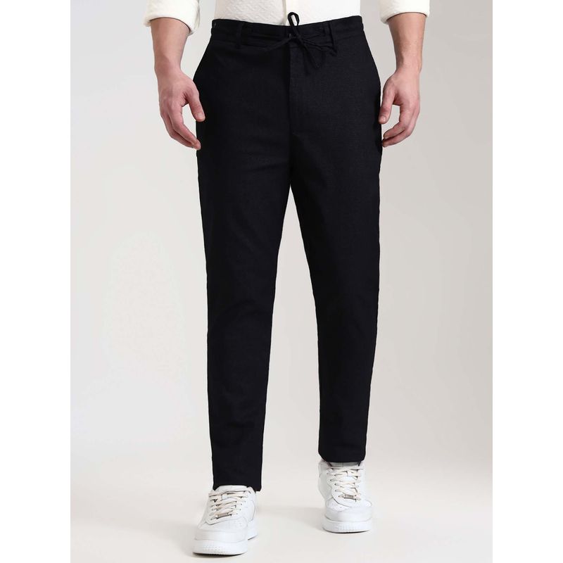 JadeBlue Men's Black Printed Track Pant Regular Fit Cotton Stretch Comfortable and Stylish (2XL)