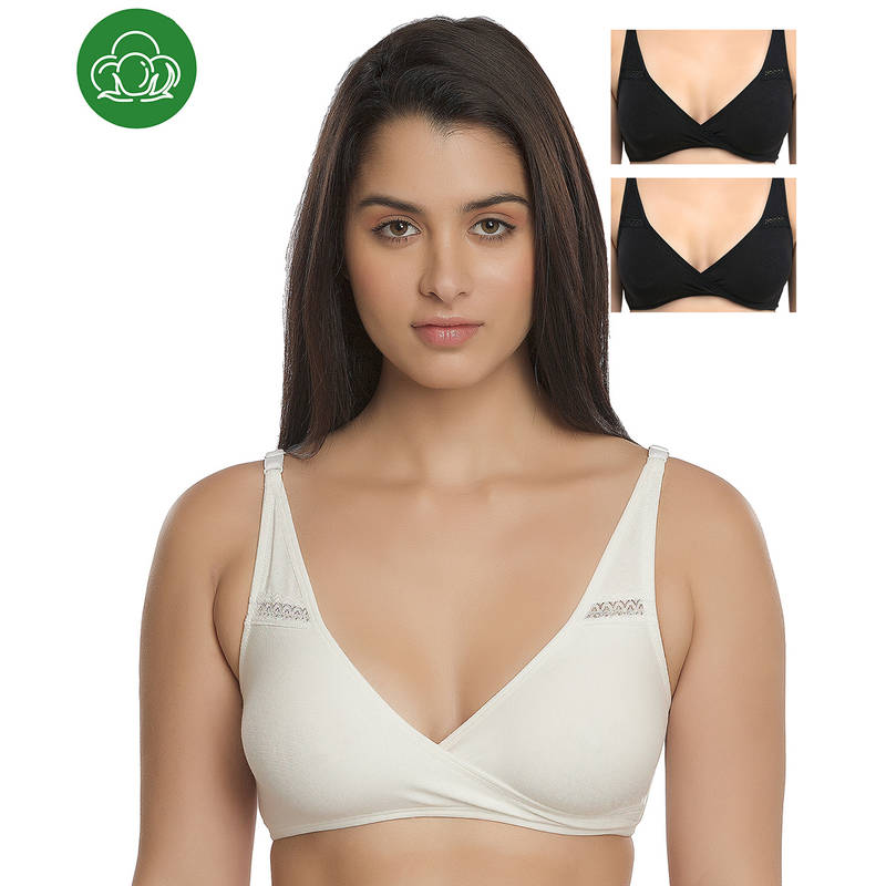 Inner Sense Organic Antimicrobial Sleeping/Feeding Bra Pack Of 3 - Multi-Color (32B)
