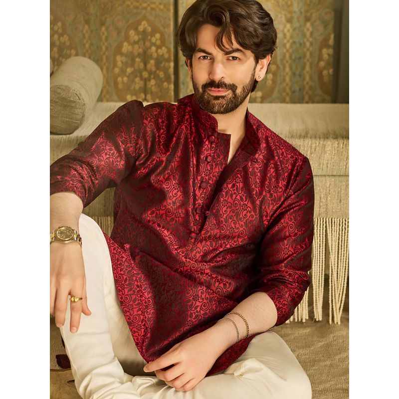 SOJANYA Maroon Silk Blend Festive Kurta (44)
