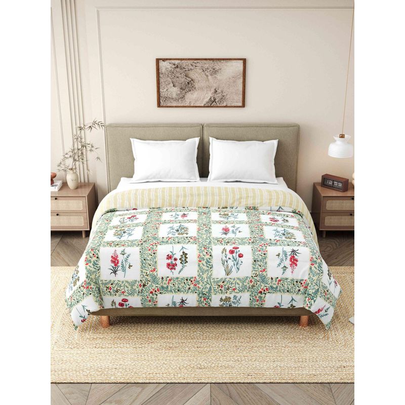 Indra's Green 150 Gsm Viscose Cotton Single Jaipuri Quilt (Single)