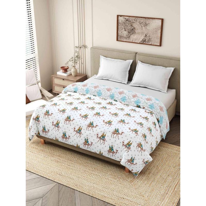 INDRA'S 150 Gsm Viscose Cotton Green Single Jaipuri Quilt (Single)