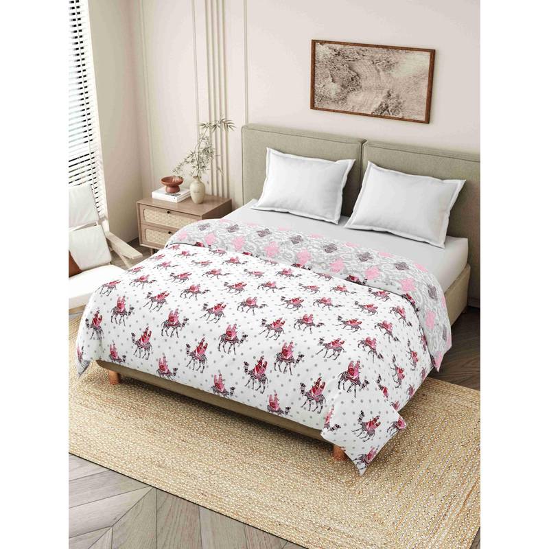INDRA'S 150 Gsm Viscose Cotton Pink Single Jaipuri Quilt (Single)
