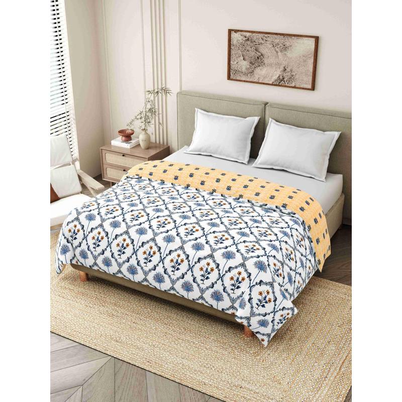 INDRA'S 150 Gsm Viscose Cotton Blue Single Jaipuri Quilt (Single)