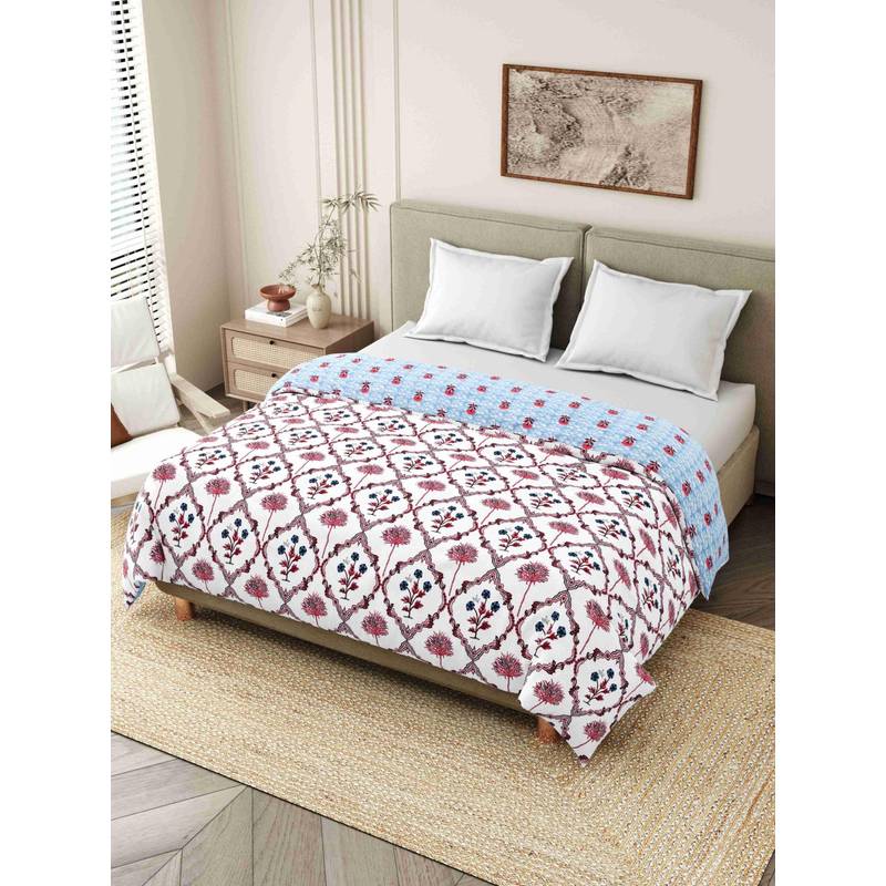 INDRA'S 150 Gsm Viscose Cotton Red Single Jaipuri Quilt (Single)