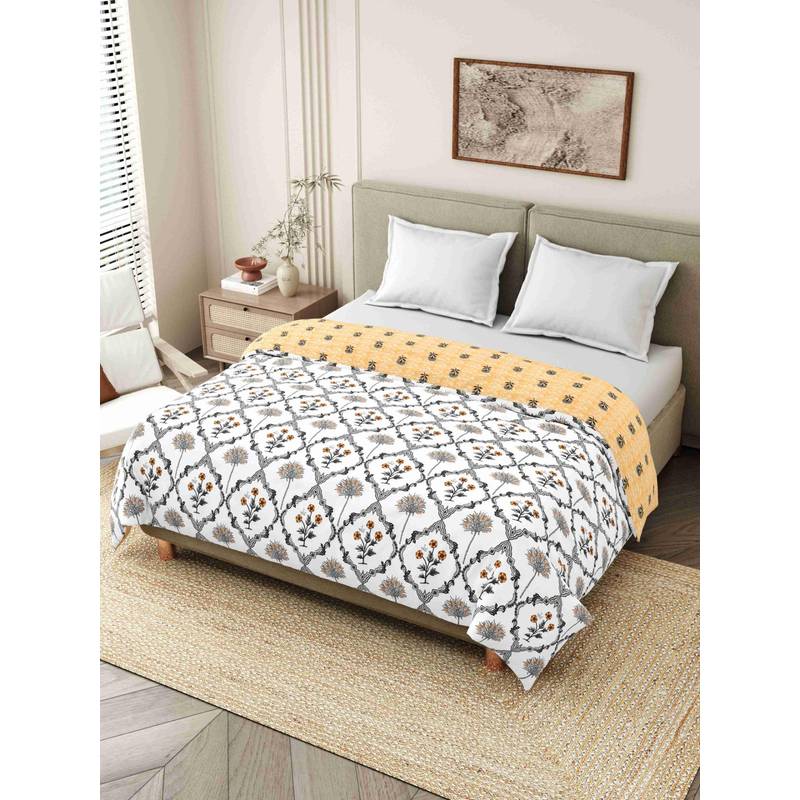 INDRA'S 150 Gsm Viscose Cotton Yellow Single Jaipuri Quilt (Single)