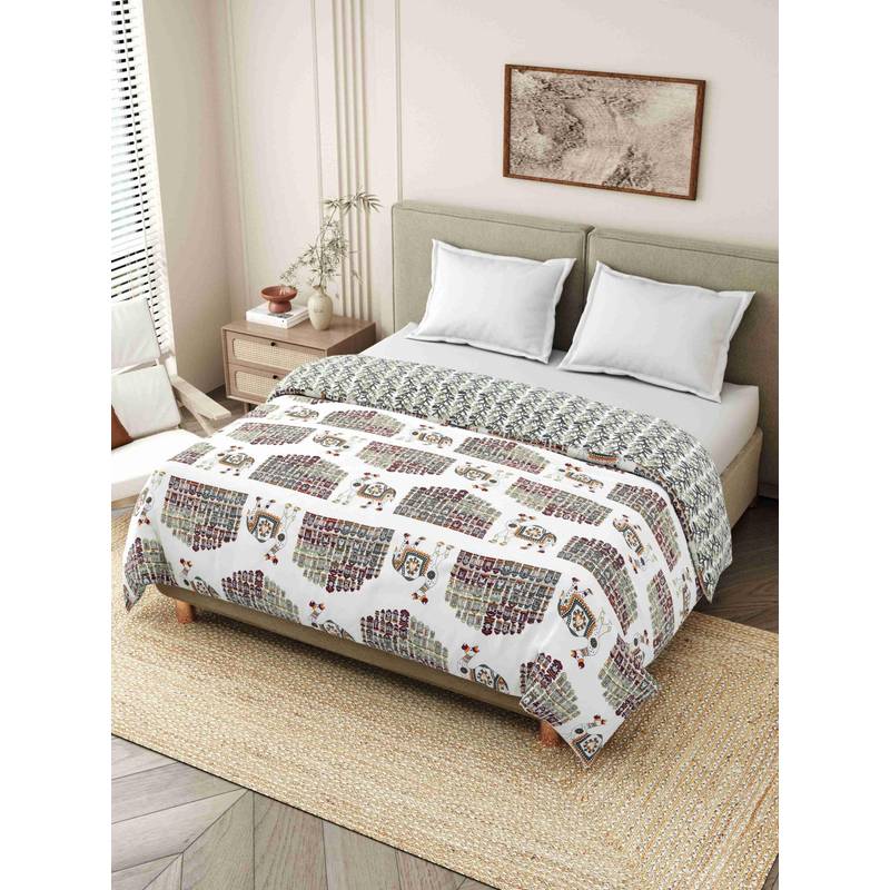 INDRA'S 150 Gsm Viscose Cotton Green Single Jaipuri Quilt (Single)