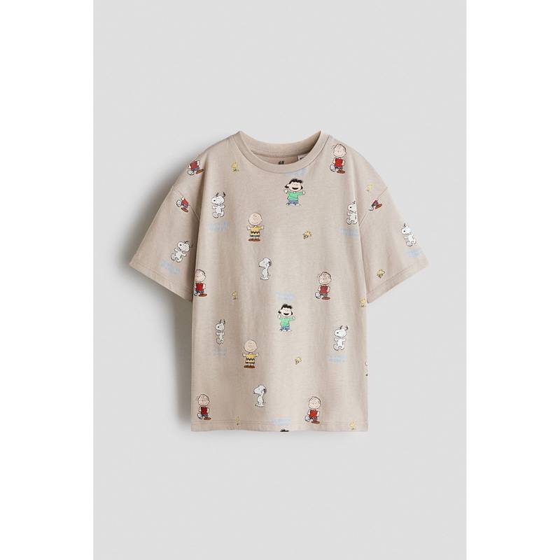 H&M Boys Beige Oversized Printed T-Shirt (1.5-2 Years)