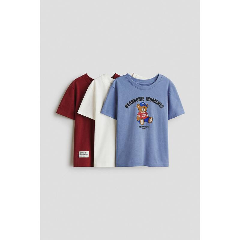 H&M Boys Multi-Color 3-Pack Printed T-Shirts (1.5-2 Years)