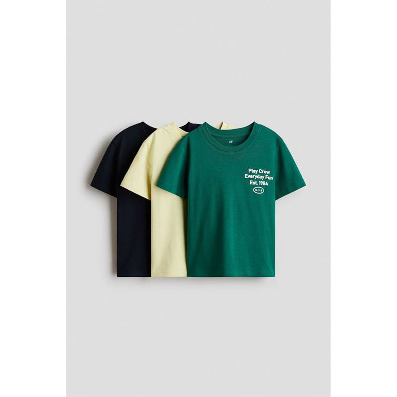 H&M Boys Multi-Color 3-Pack Printed T-Shirts (1.5-2 Years)