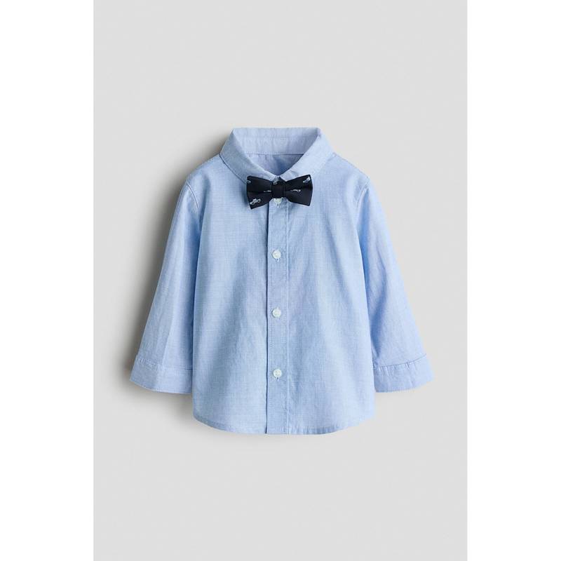 H&M Boys Blue 2-Piece Shirt And Bow Set (4-6 Months)
