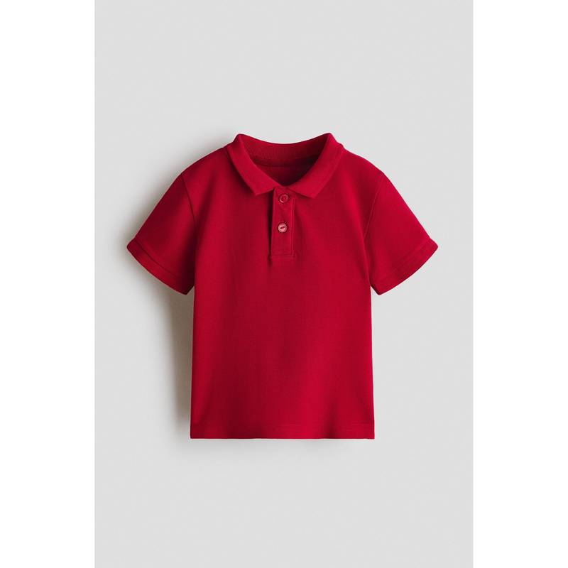 H&M Boys Red Cotton Pique Polo T-Shirt (9-12 Months)