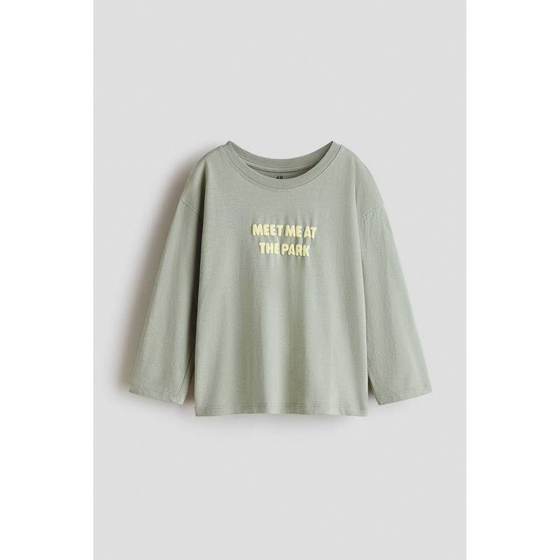 H&M Boys Green Printed Long-Sleeved T-Shirt (1.5-2 Years)