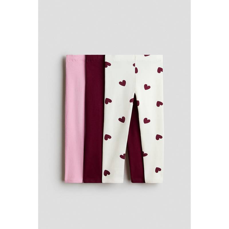 H&M Girls Multi-Color 3-Pack Brushed-Inside Leggings (1.5-2 Years)