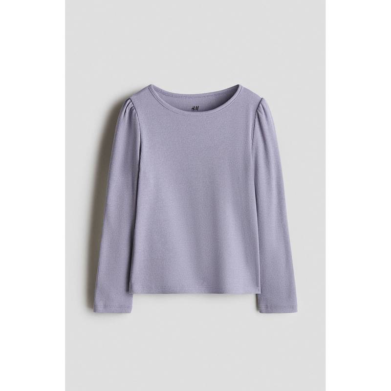 H&M Girls Purple Ribbed Cotton Top (1.5-2 Years)