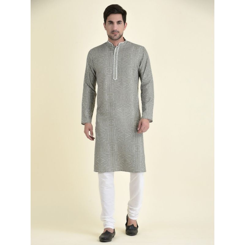 TABARD Ethnic Wear Kurta for Men In Grey (Set of 2) (36)