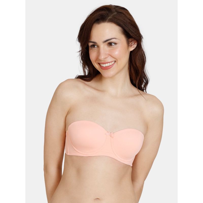 Buy Zivame Beautiful Basics Padded Wired 3-4th Coverage Strapless Bra -  Peach Pearl Online