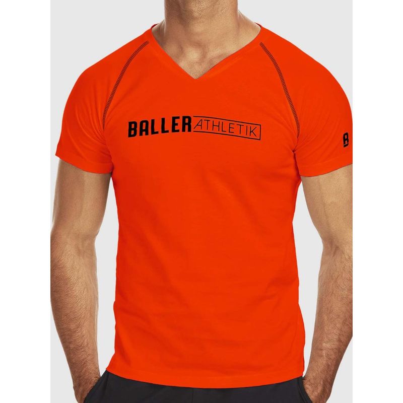 Baller Athletik Raglan Fitted T-Shirt - Neon Orange (S)