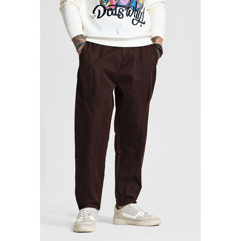 Snitch Brown Solid Regular Casual Trouser for Men (36)
